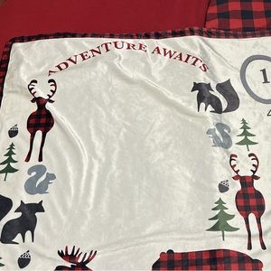 Monthly milestone, blanket - adventure awaits Buffalo plaid